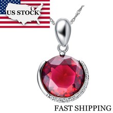 USA STOCK Uloveido Red Crystal Necklaces Pendants Vintage Silver Color Jewelry Collares Women's Ammiversary Jewelry Gifts N420 2024 - buy cheap