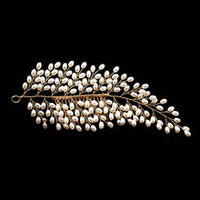 100% Handmade Gold Leaf Shape Pearls Pageant Bride Hair Comb Clip Bridal Prom Head Piece For Women Wedding Accessories Jewelry 2024 - buy cheap