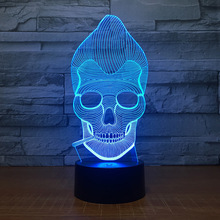 Lámpara LED de mesa personalizada para el hogar, modelo de calaveras de colores con base negra, estilo único, regalos para niños A06 2024 - compra barato