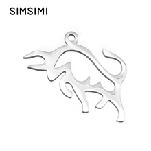 Simsimi bullfight Charms Bull OX Pendants Necklace Stainless steel pendant mirror polish Diy jewelry for  wholesale 100pcs 2024 - buy cheap