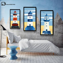 NICOLESHENTING Lighthouse Sea Beach Minimalist Art Canvas Poster Painting Landscape Wall Picture  Modern Home Room Decoration 2024 - buy cheap