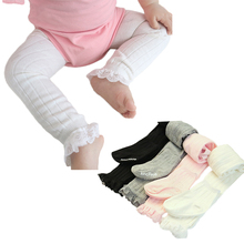 Strong Elastic Baby Girl Cotton Leggings Lace Cuff Solid Color Kids Children Autumn-Spring Straight Leg Pants With Sox 2pcs/set 2024 - buy cheap