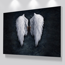 Pôster de arte impresso em tela, pena asas de anjo, desenho preto e branco, quadros para decoração de sala de estar, sem moldura 2024 - compre barato