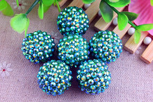 Kwoi vita Dark Green  AB  AAA Quality 20mm Chunky 100pcs/lot  Resin Rhinestone Ball  beads for Kids Girl  Jewelry 2024 - buy cheap