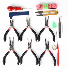 1Set Jewelry Tools & Equipments Beading Needle Ruller Scissors Tweezer Crimper Pliers Tool For DIY Jewelry Making 2024 - buy cheap