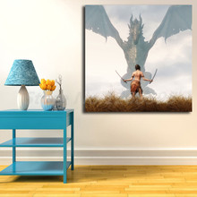 Blades V Skyrim Girl Dragon Weapons Grass Mist Art Canvas Poster Painting Wall Picture Print Home Bedroom Decoration 2024 - buy cheap