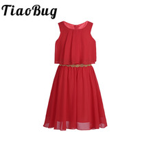 Tiaobug Flower Girls Dresses Sleeveless Ball Gown Kids Evening Gown vestido First Communion Prom Chiffon Party Formal Dresses 2024 - buy cheap