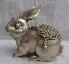 xd 002054 Chinese Year Zodiac Silver Wealth Cai Fu Coin Lovely Fu Rabbit Bronze Statue 2024 - buy cheap