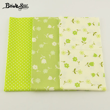 Booksew 40cmx50cm 3 PCS Pretty Green Flowers and White Dots Pattern Cotton Fabric Meter Patchwork Clothing Sewing Project 2024 - buy cheap