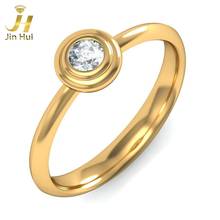 Jinhui Women The Flower Bud Ring Solid 18K Yellow 750 Gold 0.159CT Natural Diamond  Jewelry  Free Engraving 2024 - buy cheap