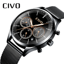 CIVO Military Sports Watches Men Waterproof Chronograph Date Watches For Men Stainless Steel Mesh Sports Quartz Wristwatch Gents 2024 - buy cheap