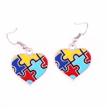 Autism Awareness Hope Heart Charm With Holes Jigsaw Puzzle Piece Hearts Earrings 2024 - buy cheap