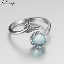 Jisensp-anillo ajustable para mujer, piedra azul, cristal, sirena, burbujas, Anillos abiertos, joyería creativa, regalo 2024 - compra barato