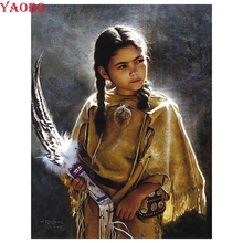 5D diy diamond painting full drill square round Indian little girl diamond embroidery full display mosaic cross stitch wall art 2024 - buy cheap