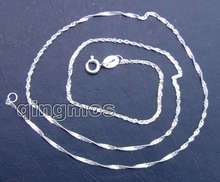 Qingmos-Cadena de plata esterlina sólida con forma de onda, joyería de 1mm de ancho, 16 ", gp156, venta al por mayor/al por menor, envío gratis 2024 - compra barato