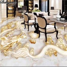 beibehang Custom floor decoration painting 3D Chinese Erlongxizhu relief jade 3D floor tiles painting papel de parede flooring 2024 - buy cheap