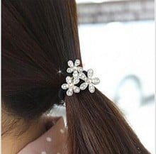 Fashion Korean Silver Snowflake Flower Elastic Hair Bands Hair Jewellery CJWD27 2024 - buy cheap