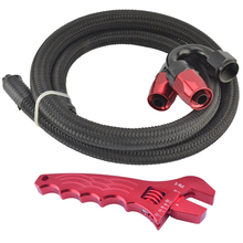 AN8 Nylon & Stainless Braided Oil/Fuel Hose 1m Pipe+Straight+180 Degree Swivel Fitting Oil Hose End Adaptor Kit With Red Spanner 2024 - buy cheap