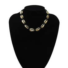 CHICVIE-collar de conchas personalizado para mujer, colgante de clavícula, joyería, collar de conchas doradas, cadena de cuerda negra, SNE190081 2024 - compra barato