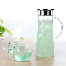 Jarra de agua de 1500ml, recipiente transparente resistente al calor con colador de acero inoxidable, hervidor de agua con forma de flor y zumo, gran salida 2024 - compra barato