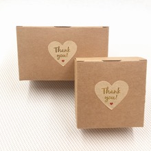 20PCS/Lot Kraft Paper Wedding Candy Boxes Packaging Carton For Handmade Soap Jewelry Cookies Toys With 5 Styles Heart Stickers 2024 - buy cheap
