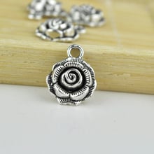 10pcs Antique Silver Plated Metal Beads Floating Rose Charms 13x17mm Metal Pendants Fit Jewelry Making Earrings Necklace DIY 2024 - buy cheap