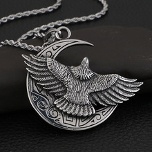 European and American titanium steel retro eagle flying animal pendant stainless steel curved moon jewelry 2024 - buy cheap