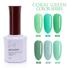 BOZLIN 6Pcs/set Coral Green Series Gel Nail Polish 15ml Soak Off LED UV Gel Manicure Nails Art Tools Varnish Hybrid Color Kits 2024 - buy cheap