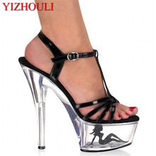 Zapatos de moda de verano para mujer, Sandalias de tacón alto de 15cm, zapatos de plataforma para fiesta de 5 pulgadas, zapatos de cristal transparente, tacones altos sexys para discoteca 2024 - compra barato