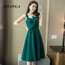 AIYANGA Women Summer Elegant Dress 2019 Vintage Ladies Spaghetti Strap Irregular High Waist Dresses Long Party Dress Vestidos 2024 - buy cheap