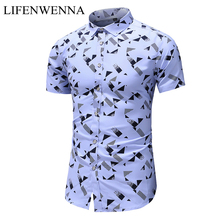 New Fashion Geometry Print Shirt Men 2019 Summer Hawaiian Short Sleeve Shirt Mens Clothes Trend Casual Slim Fit Shirts Plus Size 2024 - buy cheap