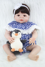Realistic 55cm Full Silicone Bebe Reborn Baby Girl Lovely 22" Vinyl Newborn Baby Toddler Dolls Waterproof Body Birthday Gift 2024 - buy cheap