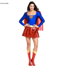 Adult Woman Super hero Cosplay Female Halloween Superwoman Costume Carnival Purim Masquerade Nightclub Bar Role play party dress 2024 - buy cheap