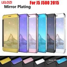 Lelozi покрытие Clear View Жесткий PC Тонкий флип зеркало miror сотовый телефон Fundas Etui чехол Cove kryty для Samsung Galaxy j5 j500 2015 2024 - купить недорого