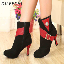 Dileechi modernas botas de dança de salão de baile femininas botas de dança quadrada sapatos de salto alto 7.5cm 2024 - compre barato