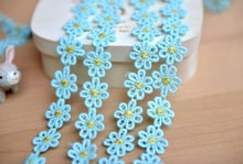 Viés de renda floral 2cm, para decoração de scrapbooking diy, faixa de renda de algodão azul 2024 - compre barato