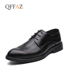 QFFAZ Men Wedding Shoes Leather Formal Business Pointed Toe For Man Dress Shoes Men's Oxford Flats 2024 - buy cheap