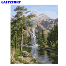 Cuadro pintado al óleo de montaña sin marco, cuadro de cascada artesanal para pared del hogar, 40x50cm 2024 - compra barato