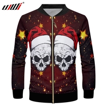 UJWI Men's Christmas Hat Pattern 3D Printed Yellow Star And Funny Skull Man The New Listing Clothing Zip Jacket 2024 - buy cheap