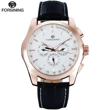 Forsining relógio masculino clássico em couro, relógio de marca automático mecânico à prova de arranhões 2024 - compre barato