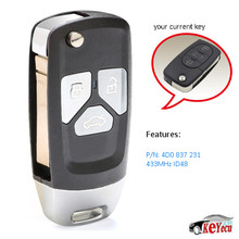 KEYECU Replacement Upgraded Replacement Flip Remote Key Fob 433MHz ID48 for Audi A3 A4 A6 A8 4D0 837 231 2024 - buy cheap