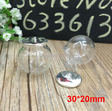 ¡Envío Gratis! 10 set/lote 30mm (20mm) burbuja de vidrio y base de color plateado con juego de anillos DIY botella de vidrio colgante vial 2024 - compra barato