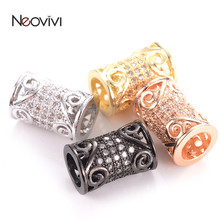 Neovivi Tube Beads for Jewelry Making Pave White Micro Cubic Zirconia Brass Spacer Bead Bracelets Necklace DIY Handmade Findings 2024 - buy cheap