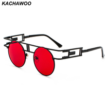 Kachawoo-gafas de sol redondas góticas steampunk para hombre y mujer, lentes de sol con montura de metal, Estilo vintage, Negro, Rojo, steampunk, accesorios 2024 - compra barato