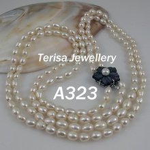 Новинка, бесплатная доставка, A323 #, новое белое ожерелье с жемчугом из пресной воды 6-7 мм 64-67 см (25-26 дюймов), ожерелье с двойной нитью. 2023 - купить недорого