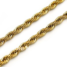Lot 5pcs 4mm Gold  Stainless Steel twist Rope Necklace Chain in bulk Jewelry for Men's and Women 21.6' 2024 - buy cheap