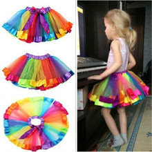 Rainbow Skirts Girl Clothing Summer Skirts Girls Clothes Colorful Kids Tutu Skirt Princess Party Petticoat Skirt 2024 - купить недорого
