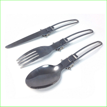 OTW01 3pcs/set Folding Cutlery Stainless Steel Dinnerware Portable Foldable Knife Fork And Spoon Camping Utensils Tableware 2024 - buy cheap