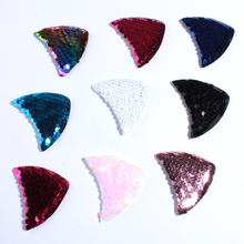 10PCS 6.3CM New Sparkling Sequins Ear Shape For Head Wear Accessories Bling Glitter Metallic Fish For Headbands Kids Birthday 2024 - buy cheap