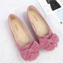 Spring New Peas shoes female 2021 Bowknot Round Toe Shallow Mouth Single Shoes Flat Round Large Size Women Work Shoes 42 43 2024 - buy cheap